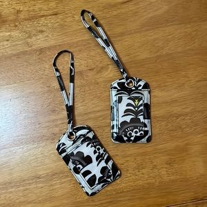 Vera Bradley Luggage Tag 2Pc Set Fanfare ID or Business Card Holder